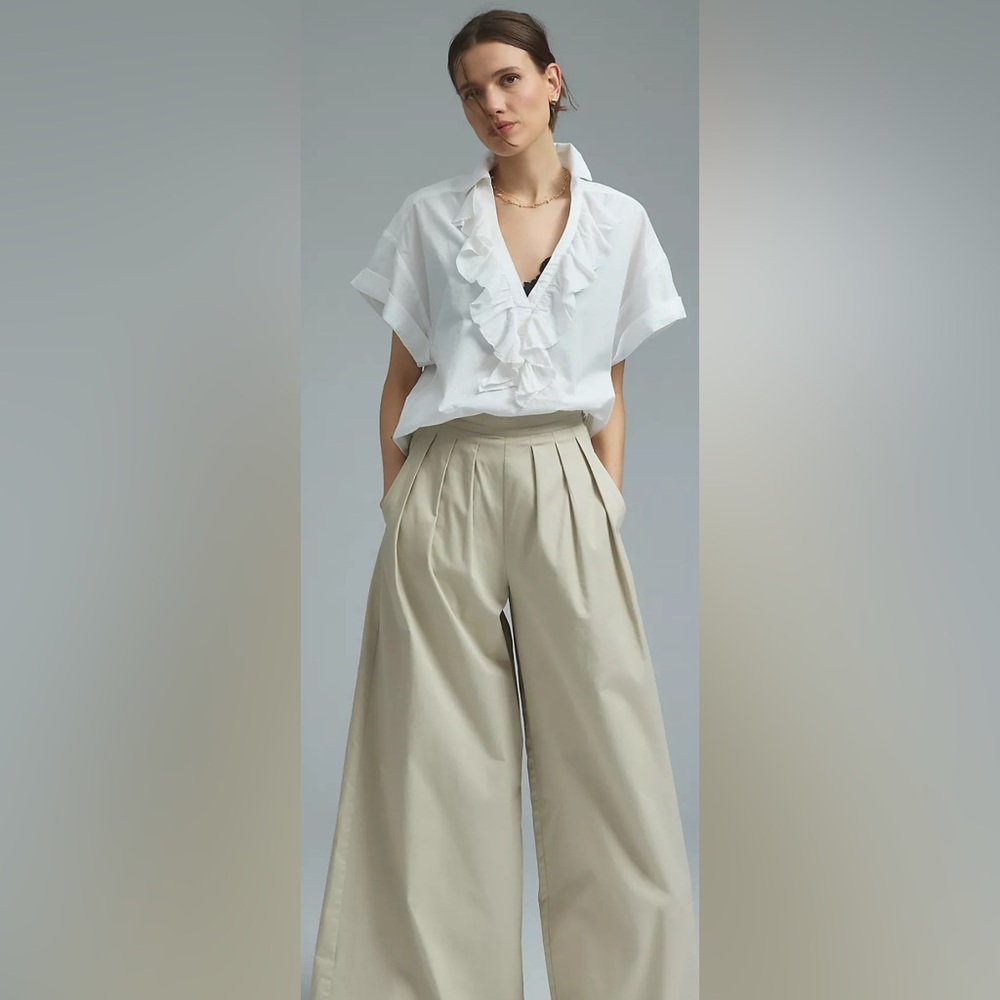 Anthropologie Pilcro Short-Sleeve Reworked Ruffled Blouse